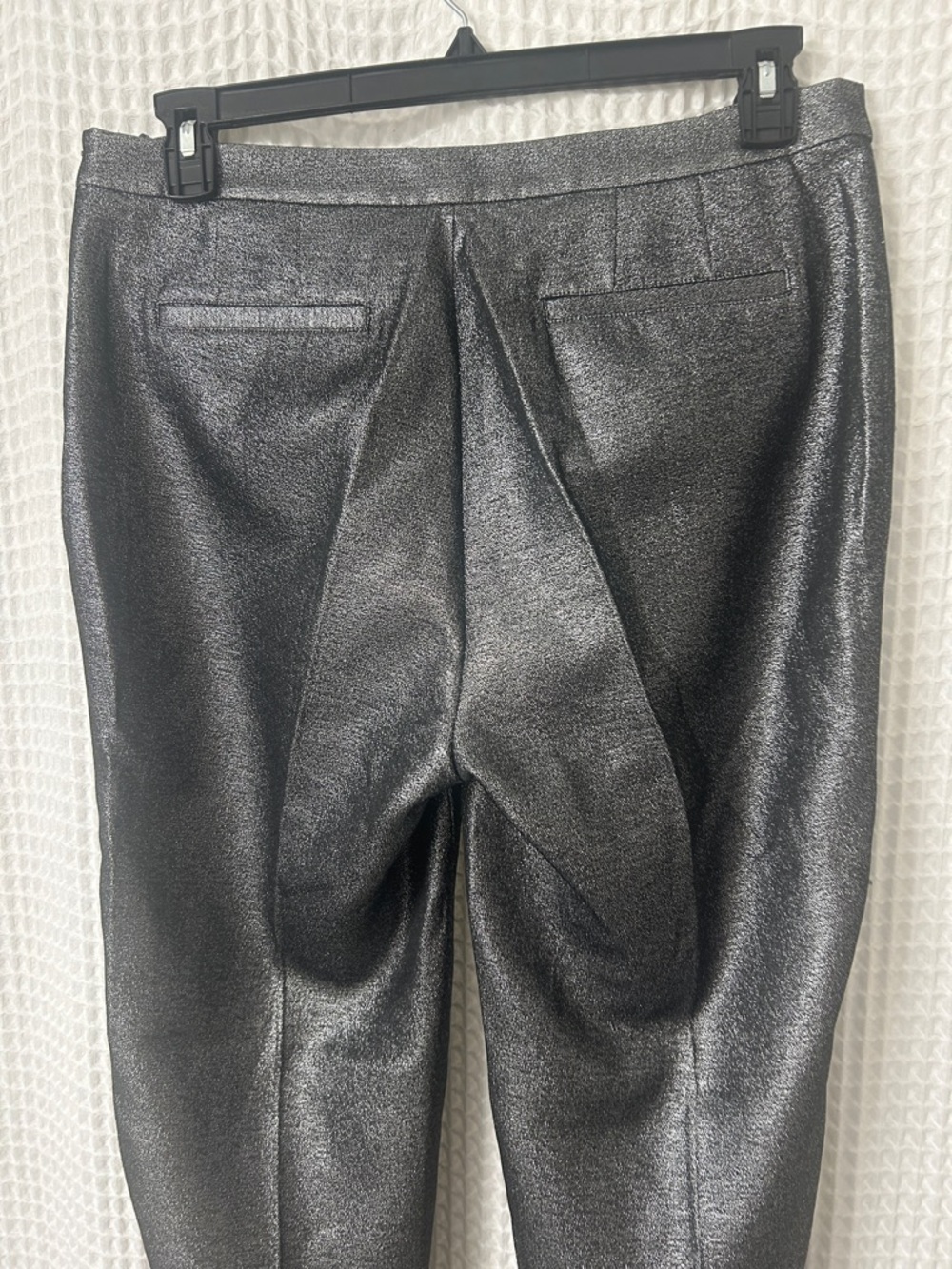 St. John Emma Metallic Silver Pants Size 12 Side Zipper - Picture 4 of 6